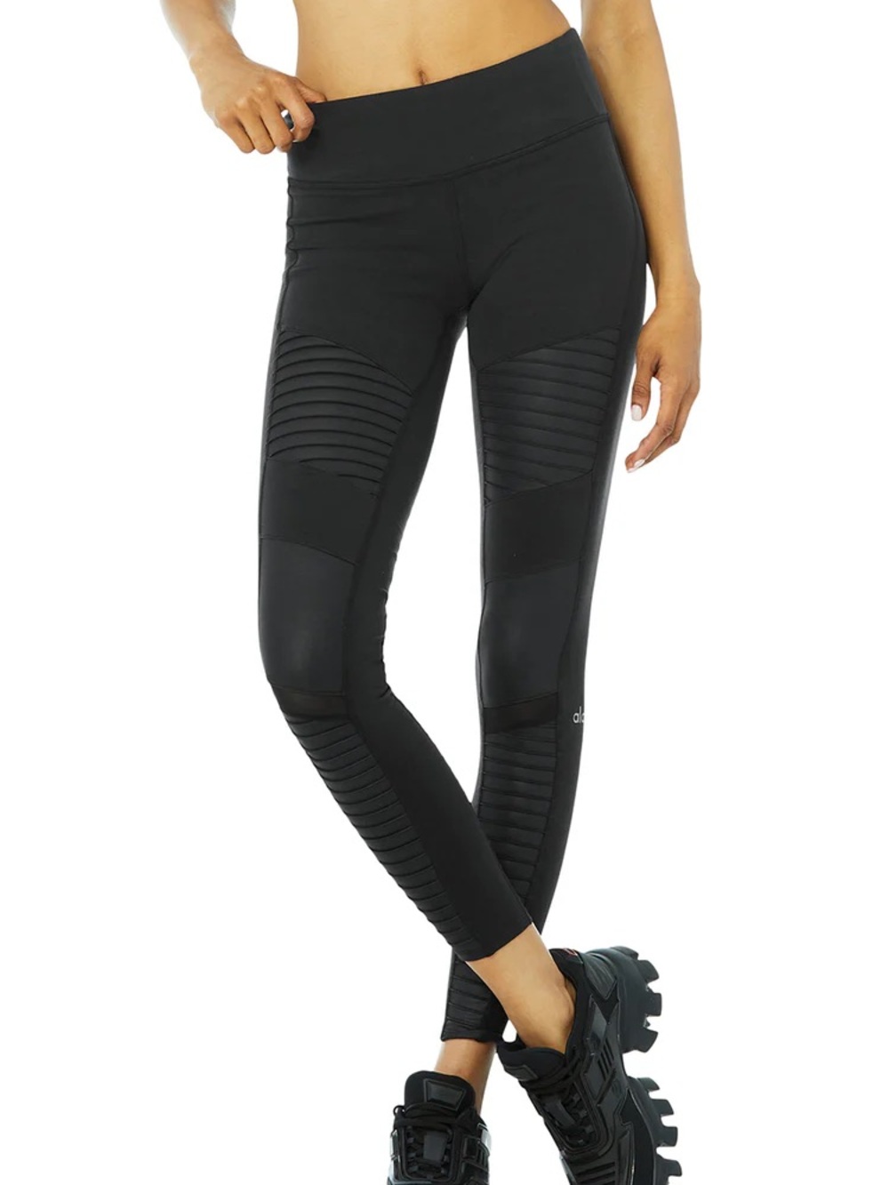 Alo Yoga Moto Leggings Black/Black Glossy